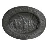 Cast iron relief platter, 16' x 21,' Classical fig