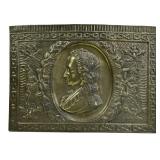 Vintage brass plaque, portrait in relief, 15' x 20
