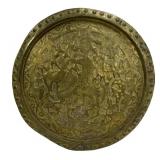 Vintage brass plaque, hand hammered warrior on