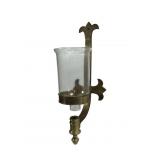 Brass wall sconce, hurricane shade globe, 5.5'