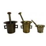 Brass mortar & pestles: 4..25' dia. To 5.75' dia.