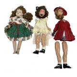 Lot of three vintage dolls in need of repair.