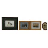 Lot of four small framed bird prints. Includes