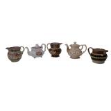Damaged: Pitchers, copper luster, 5.5' & 6' dia.,
