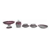 Royal Halsey footed dish, 8.5' dia. / Silesia cups