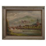 Oil on canvas, Heidelberg Schloss, signed Rossuer,