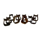 Eight Wooden and Leather Stirrups