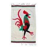 Handwoven Textile Rug with Rooster Motif