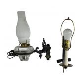 Bracket light, clear font, 5.5' dia. / Brass & iro