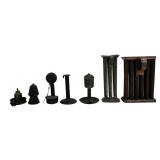 Tin: Candle mold, 6 candles, 4'W, 11'T / Hog