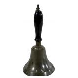 Brass school bell, wooden handle, 3.5' dia., 7'T
