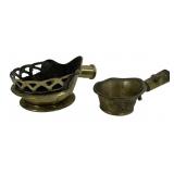 Vintage brass: Chinese coal silk pan, jeweled