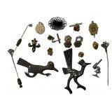 Jewelry lot: Silver road runner pins, 3.75'L & 2'W