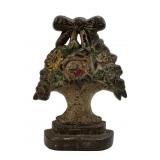 Hubley doorstop, cast iron flower basket, 6'W,