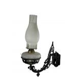 Bracket lamp, cast iron frame, reeded font, 5.5'