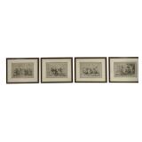 Set of four matching framed prints depicting