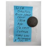 US 1804 Draped Bust Half Cent Coin
