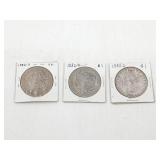 Group of (3) US Morgan Silver Dollars 1882O-1883O