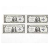Group of (4) US Silver Certificate $1 Bills 1957