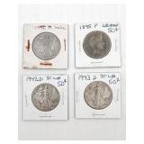 Group of (4) US Silver Half Dollars 1895-1943D