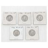 Group of (5) US Silver Quarters 1926-1928