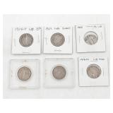 Group of (6) US Silver Quarters 1909-1925