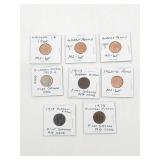 (4) US Lincoln Pennies + (4) US Buffalo Nickels