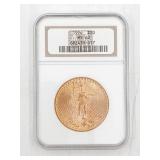 1924 US $20 Gold NGC MS62