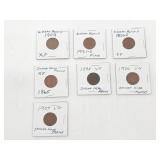(7) US Indian Head Pennies 1865-1926