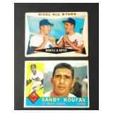 1960 Topps Baseball #160 Matle/Boyer + #343 Koufax