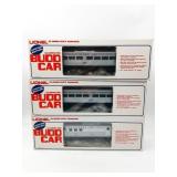 Lionel O27 Gauge Illuminated Budd Train Car Set