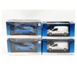 Lot of (4) Ford 1:43 Scale Die-Cast Focus+Transit