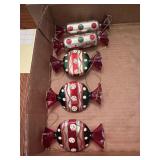 Christmas ornaments 5 Wrapped blown Glass Candy
