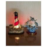 Lighthouse Night Light & Dolphin figure with