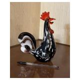 Blown glass rooster, possibly murano?