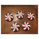 Christmas Lot - 5 Glass Peppermint Candies