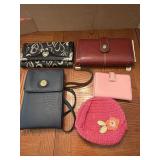 5 wallet lot - pink, black with hearts, burgundy