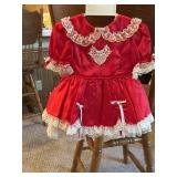 Little girls red satin dress with slip 80s/90s -