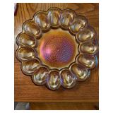 Vintage Indiana glass iridescent amber carnival