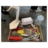 Kitchen lot - flatware, banana stand, butter