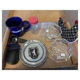Tupperware, ashtrays, chicken pot holder, mug