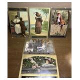 5 Early 1900s Valentines Postcards Gilded IN OH