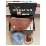 Wyoming Knife & 2 geode slices