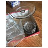 lot of clear glass including deviled egg plate