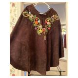 Leather embroidered poncho