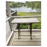 Marble top table with cast-iron base