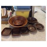 Mixture of wooden salad bowls