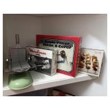 Kitchen shelf lot - moulinex slicer, grater,