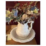 White ceramic pitcher and bowl