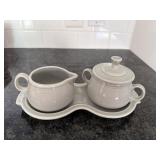 Fiesta discontinued grey gray creamer & sugar s